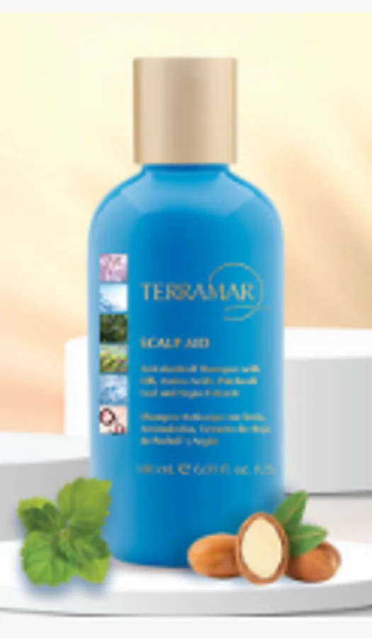 SHAMPOO ANTICASPA CON SEDA, AMINOÁCIDOS, EXTRACTO DE HOJA DE PACHULI Y ARGÁN